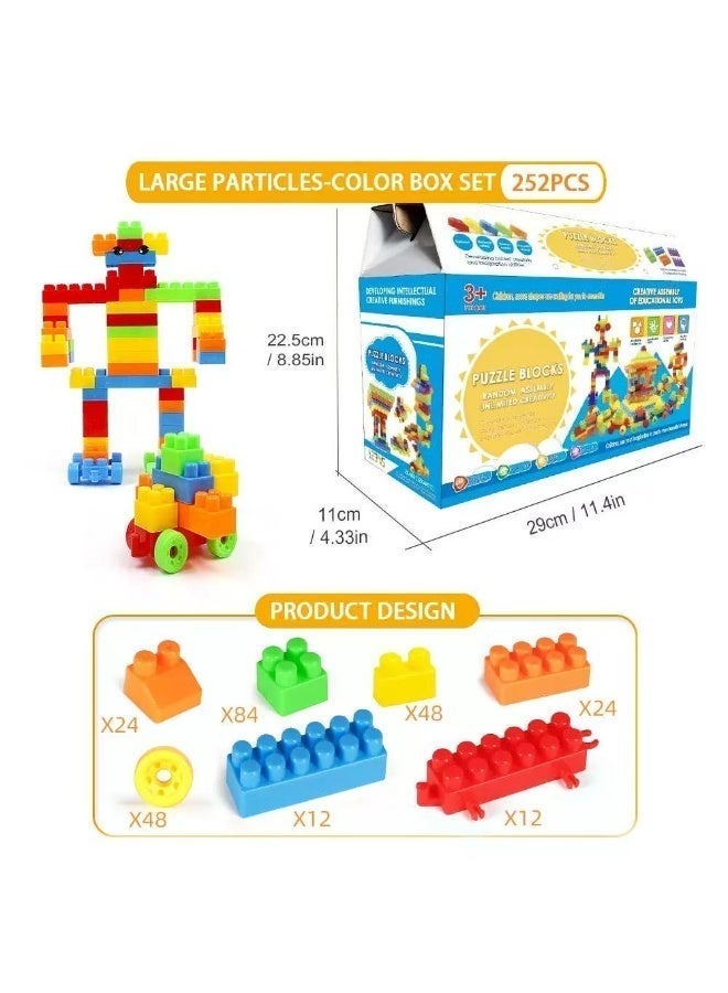 FLYHSO 252 building blocks, children's building blocks, toys with storage boxes, durable and easy to carry building block toys - Image 1